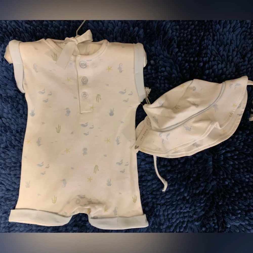 Luxe Threads Soft White Baby Onesie and Hat Set